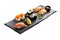 Sushi on black stone plate