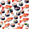 sushi cartoon character illustration.Japanese lunch box. Ai generated