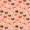 Sushi character vector food seamless pattern