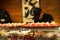 Sushi chef at work blurred background