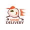 Sushi delivery character. Vector illustration