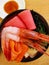 A sushi dishes at Otaru restaurant , a very big pieces and yummy , Sapporo , Hokkaido , Japan