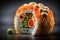 Sushi donut japanese american, close up. Generative AI