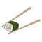 Sushi futomaki and chopsticks for for Japanese cuisine card design