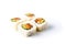 sushi isolated on white background, Traditional japanese futomaki roll stuffed with tobiko caviar, tomago omelet, cucumber