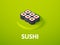 Sushi isometric icon, on color background