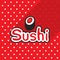 Sushi japan on background of the red tablecloth