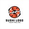 Sushi japan fish food logo design vector illustration