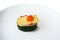 Sushi Japanese food, closeup of Flying fish roe seaweed sushi with cheese