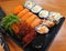 Sushi , Japanese food , Mixed sushi , Salmon, kelp , Nori , Vegetable , crab, egg