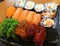 Sushi , Japanese food , Mixed sushi , Salmon, kelp , Nori , Vegetable , crab, egg