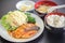 Sushi Japanese yummy dish meat fish Salmon delicious The fish filet Food Decoration Wasabi Saba rice soup salad Mayonnais