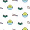 Sushi line icon seamless vector pattern.