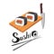 Sushi logo. Realistic sushi illustration. Dish of traditional Japanese cuisine.