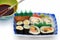 Sushi lunch box with soya sauce