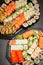 Sushi maki and sushi uramaki plates
