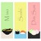 Sushi mini poster set with japanese meal. Vector illustration
