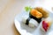 Sushi mini Set in a white plate.