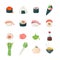 Sushi - modern vector line icons set