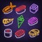 Sushi neon icons