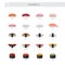 Sushi nigiri vector set. Flat style icon.