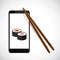 Sushi online inside a black smartphone