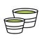 Sushi oriental menu wasabi sauce in cups line and fill style icon