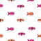 Sushi pattern with fish and rice. For textile, background or wrapping paper