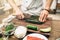 Sushi preparation, traditional japanese food