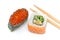 Sushi with red caviar and roll