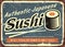 Sushi retro tin sign template