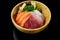 sushi with rice and fish in a plate