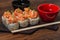 Sushi roll- fast food. Gourmet- asian menu