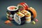 Sushi roll japanese food on gray background