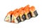 Sushi Roll - Maki Sushi made of Smoked Eel, Avocado, Cucumber, Cream Cheese and Tamago, isolated on white background