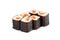 Sushi Roll - Maki Sushi with Smoked Eel, Salmon and Spice Sauce isolated on white background