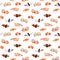 Sushi, roll repeated pattern. Watercolor sea food