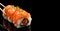 Sushi roll with salmon, black background