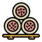 Sushi roll stand icon, outline style