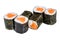 Sushi (Roll syake maki) on a white background