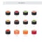 Sushi roll vector set. Flat style icon.