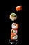 Sushi rolls assortment levitating