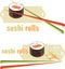 Sushi rolls and chopsticks. Icons for menu design