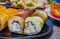 sushi rolls close-up