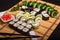 Sushi and rolls, Japanese food, culinary delicacies, chopsticks 1