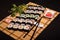 Sushi and rolls, Japanese food, culinary delicacies, chopsticks 2