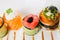 Sushi rolls set, fusion food style restaurant menu