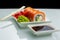 Sushi with salmon Philadelphia cheese and wasabi
