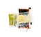 Sushi Sauces Set Isolated with Wasabi Sauce, Pickled Ginger, Soy Souse Teriyaki in Square Plastic Bags