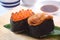 Sushi, sea urchin and salmon roe